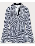 Tmavě modro - bílá pruhovaná košilová halenka (AWY2013) Tmavě modro - bílá pruhovaná košilová halenka (AWY2013)