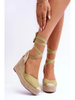 Vázané Sandály Na Vysokém Klínu Zelené Lendy