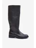 Kožené dámské kozačky do poloviny lýtek na zip Lewski 3616 černé Kožené dámské kozačky do poloviny lýtek na zip Lewski 3616 černé