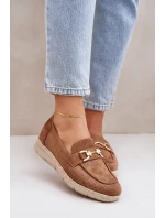 Prodyšné mokasíny se zlatým detailem a jutovou pleteninou hnědé Lainer