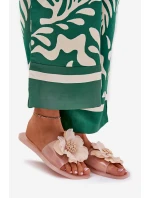 Průhledné Ploché Dámské Pantofle Se Syntetickým Květinou Nuda Vobetta