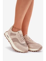 Semišové Sneakersy Na Platformě Dámské Big Star RR274897 HI-POLY SYSTEM Béžové