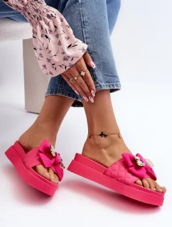 Dámské pantofle s mašlí a medvídkem Fuchsie Katterina