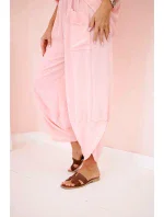 Komplet z viskózy halenka + kalhoty pudrově růžová