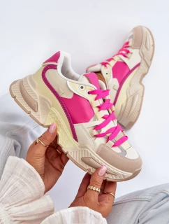 Dámská módní šněrovací sportovní obuv Béžovo-růžová Chillout!