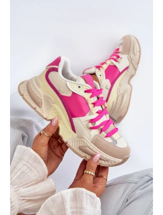 Dámská módní šněrovací sportovní obuv Béžovo-růžová Chillout!