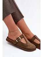 Dámské pantofle Mule z imitace semiše tmavě zelené Melvia