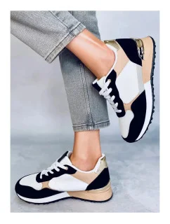 Dámské sportovní boty BB2216 Bílo-černo-béžová - Inello