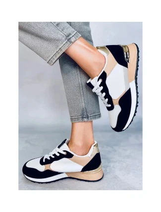 Dámské sportovní boty BB2216 Bílo-černo-béžová - Inello Dámské sportovní boty BB2216 Bílo-černo-béžová - Inello