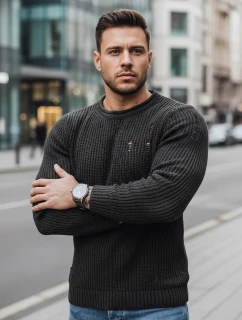 Pánský tmavě šedý svetr FashionStreet WX1990