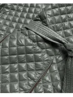 Šedozelená dámská prošívaná bunda s páskem (7262)