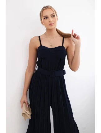Plisovaný overal s ramínky námořnická modř Plisovaný overal s ramínky námořnická modř