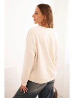 Dámská bavlněná mikina s potiskem kočky a nápisem světlá béžová Dámská bavlněná mikina s potiskem kočky a nápisem světlá béžová