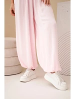 Dámské viskózové kalhoty s volnou nohavicí cukrově růžová Dámské viskózové kalhoty s volnou nohavicí cukrově růžová