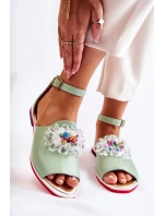 Dámské kožené sandály s zdobením zelená Nevassa Dámské kožené sandály s zdobením zelená Nevassa