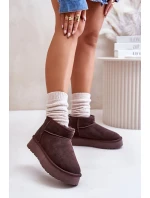 Módní Semišové Nízké Sněhule Hnědé Nucca