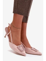 Dámské sandály na jehlovém podpatku s ozdobou Růžové Ismeria