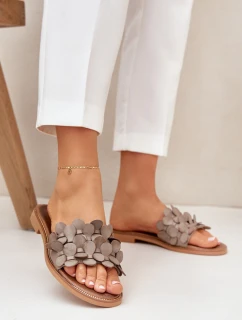 Dámské pantofle na plochém podpatku 40381 Taupe - Zazoo