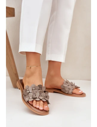 Dámské pantofle na plochém podpatku 40381 Taupe - Zazoo Dámské pantofle na plochém podpatku 40381 Taupe - Zazoo