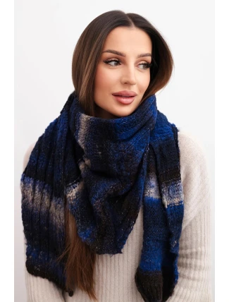 Dámský svetr z měkké a teplé vlny v barevných pruzích KN19 modrý