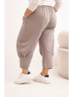 Dámské kalhoty Plus Size s nízkým sedem a gumou v pase fango