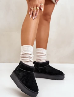 Dámské semišové sněhule na platformě černé Nereviana