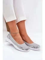 Kožené perforované baleríny Vinceza 95323 šedé