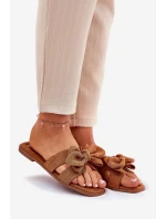 Ploché Dámské Pantofle S Mašlí Camel Tobin