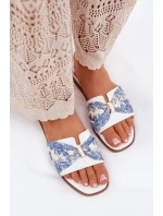 Dámské Pantofle Na Plochém Podpatku S Mašlí Bílé Avenza