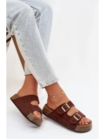 Dámské pantofle na korkové platformě se zlatými sponami Tovessa