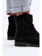 S.Barski dámské prolamované kotníkové boty na plochém podpatku, černé S.Barski dámské prolamované kotníkové boty na plochém podpatku, černé