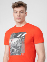Pánské tričko H4L22-TSM012-70S oranžové - 4F