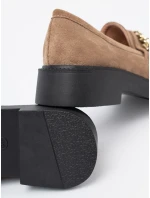 Krásné hnědé dámské  mokasíny na širokém podpatku