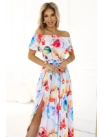 194-5 Dlouhé letní šaty s páskem s květinovým vzorem ?