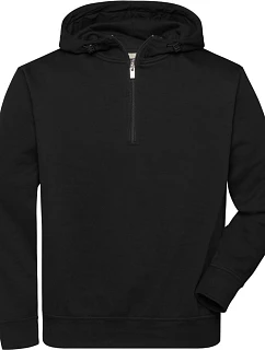 Daiber JN 839 Prac. mikina z bio bavlny, kapuce, "1/4" zip 02.0839 black