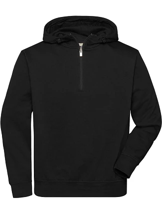 Daiber JN 839 Prac. mikina z bio bavlny, kapuce, "1/4" zip 02.0839 black Daiber JN 839 Prac. mikina z bio bavlny, kapuce, "1/4" zip 02.0839 black