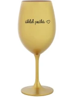 ÚKLID POČKÁ - zlatá sklenice na víno 350 ml ÚKLID POČKÁ - zlatá sklenice na víno 350 ml