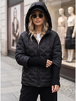 Dámská prošívaná bunda s kapucí, černá, FashionStreet TY5871 Dámská prošívaná bunda s kapucí, černá, FashionStreet TY5871