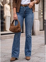 Dámské džíny s rozšiřujícími se nohavicemi a páskem, modré, FashionStreet UY3132 Dámské džíny s rozšiřujícími se nohavicemi a páskem, modré, FashionStreet UY3132