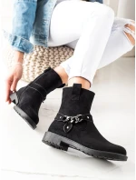 Jedinečné dámské kotníčkové boty černé na plochém podpatku Jedinečné dámské kotníčkové boty černé na plochém podpatku