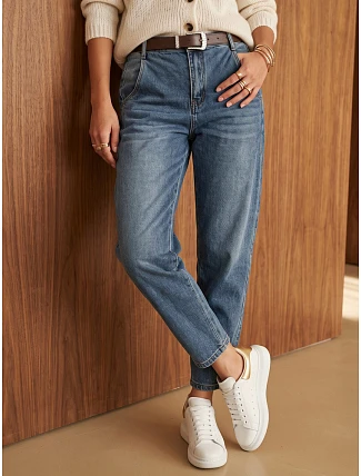 Dámské baggy džíny s páskem, modré, FashionStreet UY3193 Dámské baggy džíny s páskem, modré, FashionStreet UY3193