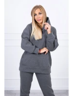 Zateplený set s mikinou s kapucí v grafitové barvě