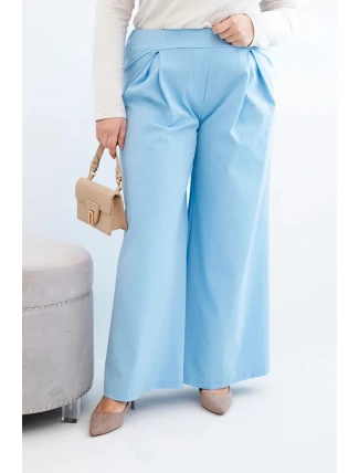 Dámské kalhoty Plus Size s širokými nohavicemi a plisováním modré