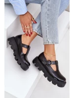 Lakované Kožené Polobotky S Přezkou Černé Zazoo 20183