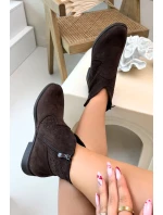 Dámské perforované kotníkové boty na nízkém podpatku S.Barski HY61-8026 Čokoládové