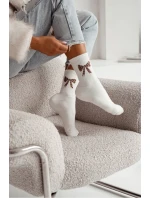 Dámské froté ponožky s puntíkovanou mašlí – ecru Dámské froté ponožky s puntíkovanou mašlí – ecru