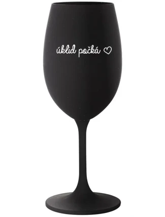 ÚKLID POČKÁ - černá sklenice na víno 350 ml ÚKLID POČKÁ - černá sklenice na víno 350 ml