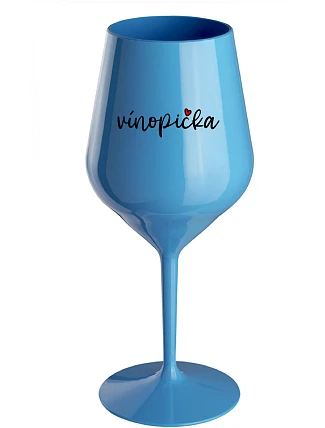 VÍNOPIČKA - modrá nerozbitná sklenice na víno 470 ml
