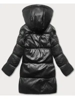 Černo-žlutá volná dámská bunda s eko kůže (ag6-21)