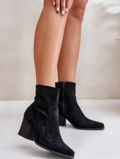 Kotníkové Boty Na Podpatku Eko Semiš Černé Arabelline